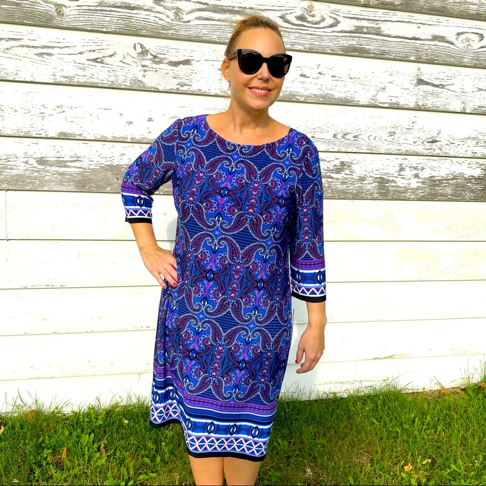 London Style Collection Paisley Colorful Dress sz 18